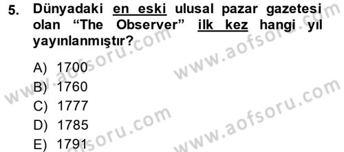 Uluslararası İletişim Dersi 2014 - 2015 Yılı (Vize) Ara Sınav Soruları 5. Soru