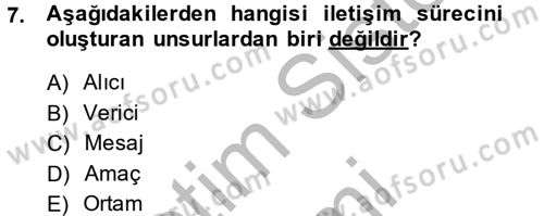 Uluslararası İletişim Dersi 2014 - 2015 Yılı (Vize) Ara Sınav Soruları 7. Soru