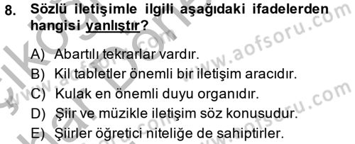 Uluslararası İletişim Dersi 2014 - 2015 Yılı (Vize) Ara Sınav Soruları 8. Soru