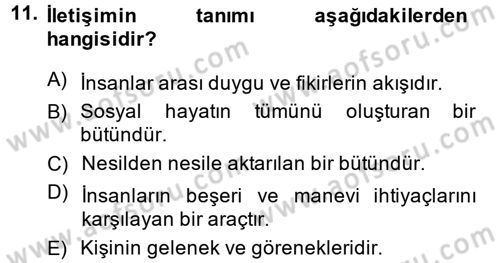 Uluslararası İletişim Dersi 2014 - 2015 Yılı (Final) Dönem Sonu Sınav Soruları 11. Soru