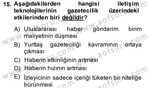 Uluslararası İletişim Dersi 2014 - 2015 Yılı (Final) Dönem Sonu Sınav Soruları 15. Soru