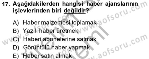 Uluslararası İletişim Dersi 2014 - 2015 Yılı (Final) Dönem Sonu Sınav Soruları 17. Soru