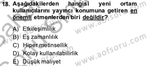 Uluslararası İletişim Dersi 2014 - 2015 Yılı (Final) Dönem Sonu Sınav Soruları 18. Soru