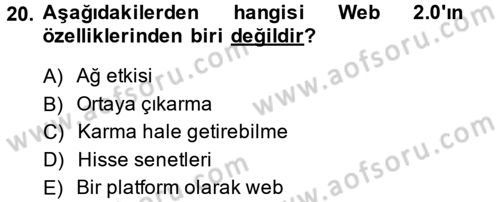 Uluslararası İletişim Dersi 2014 - 2015 Yılı (Final) Dönem Sonu Sınav Soruları 20. Soru