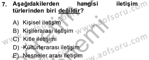 Uluslararası İletişim Dersi 2014 - 2015 Yılı (Final) Dönem Sonu Sınav Soruları 7. Soru