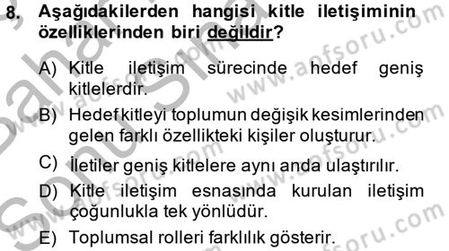 Uluslararası İletişim Dersi 2014 - 2015 Yılı (Final) Dönem Sonu Sınav Soruları 8. Soru
