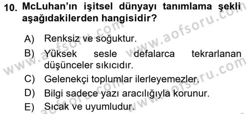 Uluslararası İletişim Dersi 2015 - 2016 Yılı (Vize) Ara Sınav Soruları 10. Soru