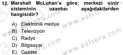 Uluslararası İletişim Dersi 2015 - 2016 Yılı (Vize) Ara Sınav Soruları 12. Soru