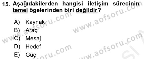 Uluslararası İletişim Dersi 2015 - 2016 Yılı (Vize) Ara Sınav Soruları 15. Soru