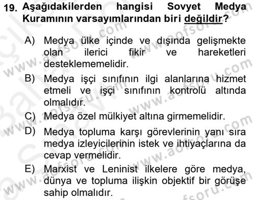 Uluslararası İletişim Dersi 2015 - 2016 Yılı (Vize) Ara Sınav Soruları 19. Soru