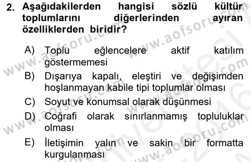 Uluslararası İletişim Dersi 2015 - 2016 Yılı (Vize) Ara Sınav Soruları 2. Soru