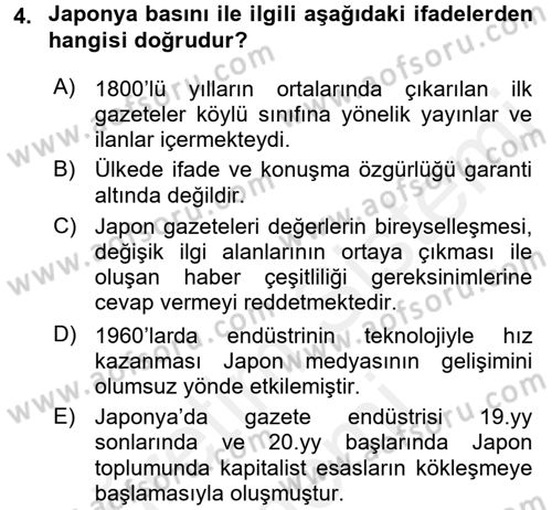 Uluslararası İletişim Dersi 2015 - 2016 Yılı (Vize) Ara Sınav Soruları 4. Soru