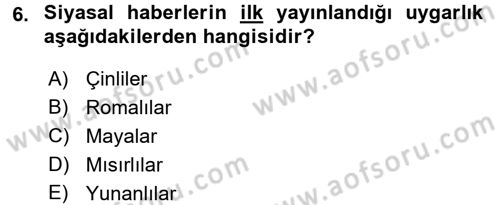 Uluslararası İletişim Dersi 2015 - 2016 Yılı (Vize) Ara Sınav Soruları 6. Soru