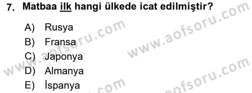 Uluslararası İletişim Dersi 2015 - 2016 Yılı (Vize) Ara Sınav Soruları 7. Soru