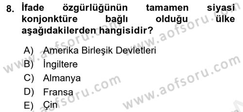 Uluslararası İletişim Dersi 2015 - 2016 Yılı (Vize) Ara Sınav Soruları 8. Soru