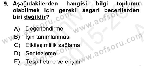 Uluslararası İletişim Dersi 2015 - 2016 Yılı (Vize) Ara Sınav Soruları 9. Soru
