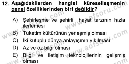 Uluslararası İletişim Dersi 2015 - 2016 Yılı (Final) Dönem Sonu Sınav Soruları 12. Soru