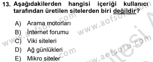 Uluslararası İletişim Dersi 2015 - 2016 Yılı (Final) Dönem Sonu Sınav Soruları 13. Soru
