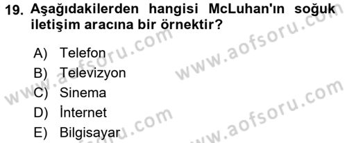 Uluslararası İletişim Dersi 2015 - 2016 Yılı (Final) Dönem Sonu Sınav Soruları 19. Soru