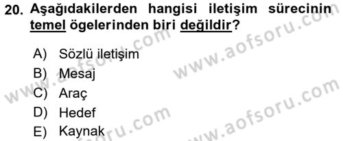 Uluslararası İletişim Dersi 2015 - 2016 Yılı (Final) Dönem Sonu Sınav Soruları 20. Soru