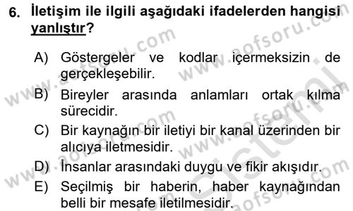 Uluslararası İletişim Dersi 2015 - 2016 Yılı (Final) Dönem Sonu Sınav Soruları 6. Soru
