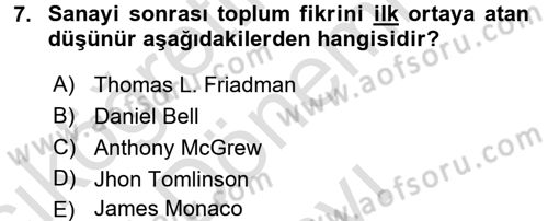 Uluslararası İletişim Dersi 2015 - 2016 Yılı (Final) Dönem Sonu Sınav Soruları 7. Soru