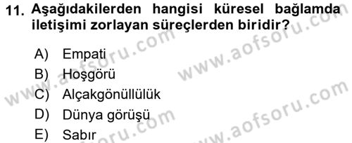 Uluslararası İletişim Dersi 2016 - 2017 Yılı 3 Ders Sınavı 11. Soru