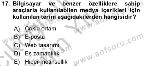 Uluslararası İletişim Dersi 2016 - 2017 Yılı 3 Ders Sınavı 17. Soru