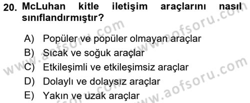 Uluslararası İletişim Dersi 2016 - 2017 Yılı (Vize) Ara Sınav Soruları 20. Soru