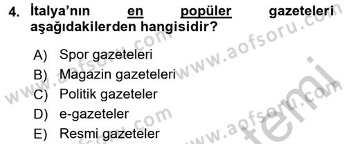 Uluslararası İletişim Dersi 2016 - 2017 Yılı (Vize) Ara Sınav Soruları 4. Soru