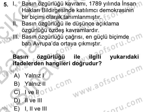 Uluslararası İletişim Dersi 2016 - 2017 Yılı (Vize) Ara Sınav Soruları 5. Soru