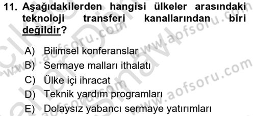 Uluslararası İletişim Dersi 2016 - 2017 Yılı (Final) Dönem Sonu Sınavı 11. Soru