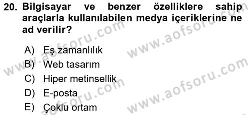 Uluslararası İletişim Dersi 2016 - 2017 Yılı (Final) Dönem Sonu Sınavı 20. Soru