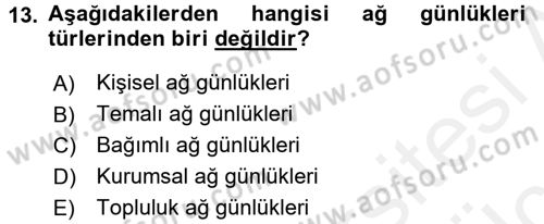 Uluslararası İletişim Dersi 2017 - 2018 Yılı 3 Ders Sınavı 13. Soru