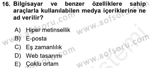 Uluslararası İletişim Dersi 2017 - 2018 Yılı 3 Ders Sınavı 16. Soru