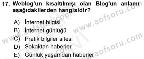 Uluslararası İletişim Dersi 2017 - 2018 Yılı 3 Ders Sınavı 17. Soru