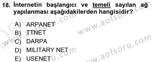 Uluslararası İletişim Dersi 2017 - 2018 Yılı 3 Ders Sınavı 18. Soru