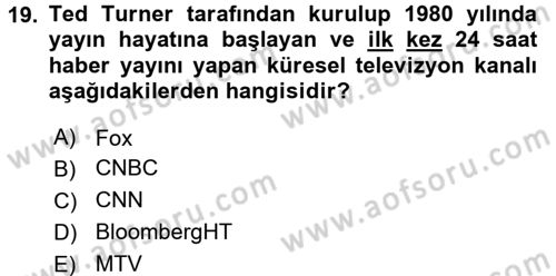 Uluslararası İletişim Dersi 2017 - 2018 Yılı 3 Ders Sınavı 19. Soru