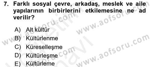 Uluslararası İletişim Dersi 2017 - 2018 Yılı 3 Ders Sınavı 7. Soru