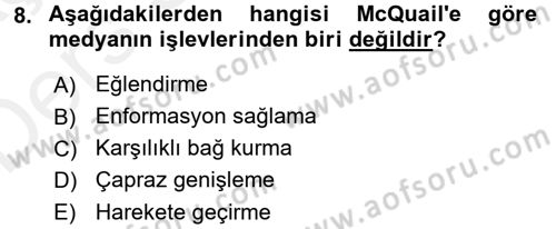 Uluslararası İletişim Dersi 2017 - 2018 Yılı 3 Ders Sınavı 8. Soru