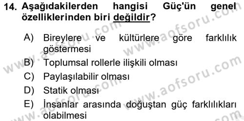 Uluslararası İletişim Dersi 2017 - 2018 Yılı (Vize) Ara Sınav Soruları 14. Soru