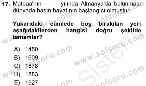 Uluslararası İletişim Dersi 2017 - 2018 Yılı (Vize) Ara Sınav Soruları 17. Soru