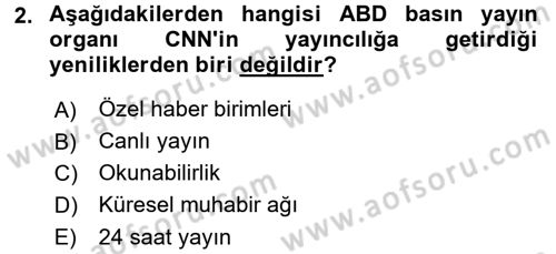 Uluslararası İletişim Dersi 2017 - 2018 Yılı (Vize) Ara Sınav Soruları 2. Soru