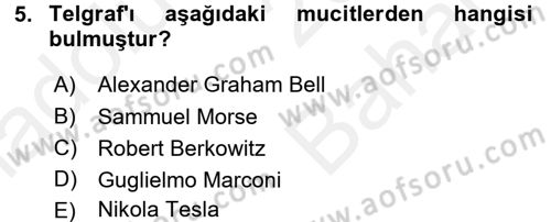 Uluslararası İletişim Dersi 2017 - 2018 Yılı (Vize) Ara Sınav Soruları 5. Soru