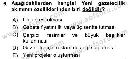 Uluslararası İletişim Dersi 2017 - 2018 Yılı (Vize) Ara Sınav Soruları 6. Soru