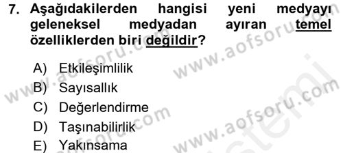 Uluslararası İletişim Dersi 2017 - 2018 Yılı (Vize) Ara Sınav Soruları 7. Soru