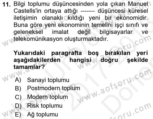 Uluslararası İletişim Dersi 2017 - 2018 Yılı (Final) Dönem Sonu Sınav Soruları 11. Soru