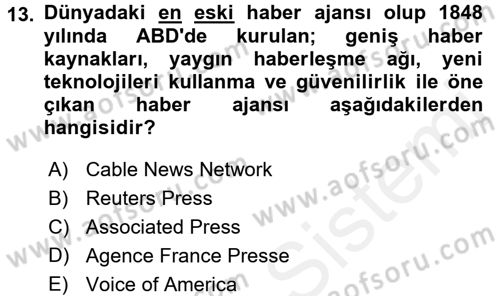 Uluslararası İletişim Dersi 2017 - 2018 Yılı (Final) Dönem Sonu Sınav Soruları 13. Soru
