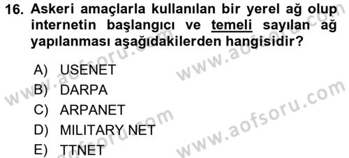 Uluslararası İletişim Dersi 2017 - 2018 Yılı (Final) Dönem Sonu Sınav Soruları 16. Soru