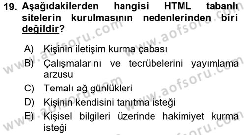 Uluslararası İletişim Dersi 2017 - 2018 Yılı (Final) Dönem Sonu Sınav Soruları 19. Soru